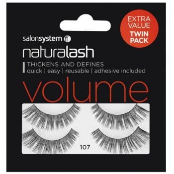 Salon System Naturalash 107 Twin Pack Quick and Easy Re-Usable Black Eyelashes
