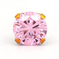 Caflon Birthstones Stud Earrings Gold Plated Cubic Zirconia Pink 5mm