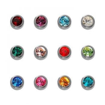 Caflon Birthstones Stud Earrings Stainless Steel Assorted Colours (12)