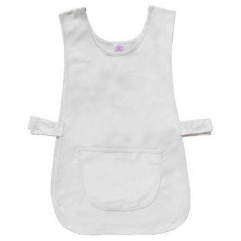 Tabard With Adjustable Size Straps & Front Pocket Small - White