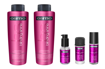 Osmo Blinding Shine Shampoo 400ml, Conditioner 400ml, Serum 50ml, Definer 40ml and Finisher 125ml