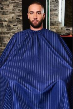 Barber Strong The Barber Cape Classic Collection Blue/ White Stripes