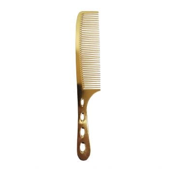BarberStyle Gold Metal Flat Top Comb