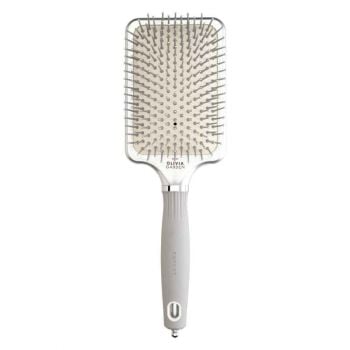Olivia Garden Expert Care Rectangular Nylon Bristles Silver Brush Large