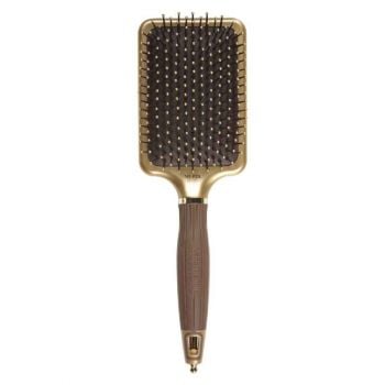 Olivia Garden Expert Care Rectangular with Nylon Bristles Gold & Brown Brush Large