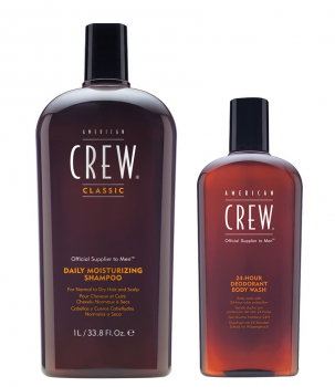 American Crew Daily Moisturizing Shampoo 1000ml and Deodorant Body Wash 450ml