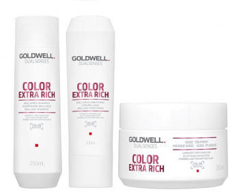 Goldwell Dualsenses Color Extra Rich Shampoo 250ml, Conditioner 200ml and 60sec Treatment 200ml