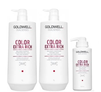 Goldwell Dualsenses Color Extra Rich Shampoo 1000ml, Conditioner 1000ml and 60sec Treatment 500ml