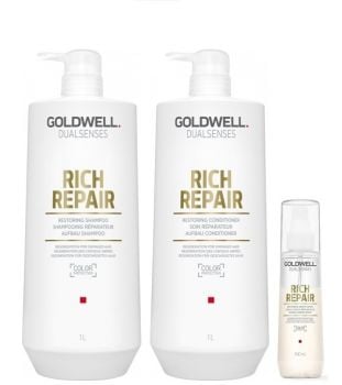 Goldwell Dualsenses Rich Repair Shampoo 1000ml, Conditioner 1000ml and Serum Spray 150ml