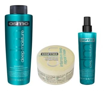 Osmo Deep Moisture Shampoo 400ml, Deep Repair Mask 100ml and Miracle Repair 250ml