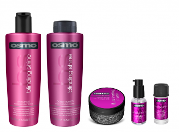 Osmo Blinding Shine Shampoo 1000ml, Conditioner 1000ml, Serum 50ml, Definer 40ml and Mask 100ml