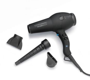 Diva Ultima 5000 Pro Hairdryer + Free Air Styling Wand Black