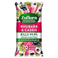 Zoflora Antibacterial Multi-Surface Cleaning Wipes (70 Wipes) Rhubarb & Cassis