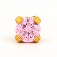 Caflon Birthstones Stud Earrings Gold Plated Cubic Zirconia Pink 2mm