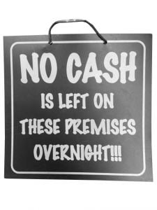 No Cash Shop Sign - Black/Gold