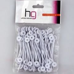 Head Gear Plastic Roller Pins White (50)