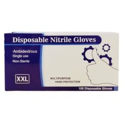 Nitrile Disposable Gloves Powder Free Black XXL (100)