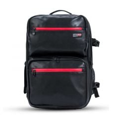 G&B Pro Premium Leather Collection All-In-One Mobile Station Full Size - Black/Red