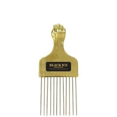 Black Ice Metal Pick Comb Gold - Short