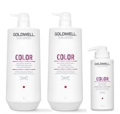Goldwell Dualsenses Color Shampoo 1000ml, Conditioner 1000ml and 60sec Treatment 500ml