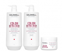 Goldwell Dualsenses Color Extra Rich Shampoo 1000ml, Conditioner 1000ml and 60sec Treatment 200ml