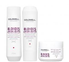Goldwell Dualsenses Blondes & Highlights A-Y Shampoo 250ml, Conditioner 200ml and 60sec Treatment 200ml