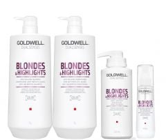 Goldwell Dualsenses Blondes & Highlights A-Y Shampoo 1000ml, Conditioner 1000ml, 60sec Treatment 500ml, Serum Spray 150ml