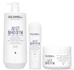 Goldwell Dualsenses Just Smooth Taming Shampoo 1000ml, Conditioner 200ml and 60sec Treatment 200ml