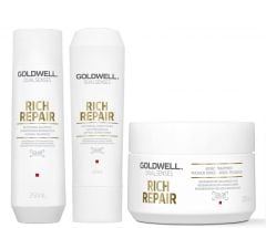 Goldwell Dualsenses Rich Repair Shampoo 250ml, Conditioner 200ml and 60sec Treatment 200ml