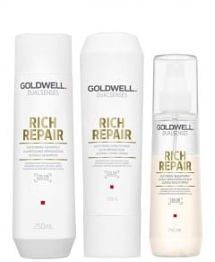 Goldwell Dualsenses Rich Repair Shampoo 250ml, Conditioner 200ml and Serum Spray 150ml