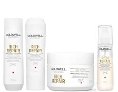 Goldwell Dualsenses Rich Repair Shampoo 250ml, Conditioner 200ml, 60sec Treatment 200ml, Serum Spray 150ml