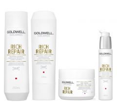 Goldwell Dualsenses Rich Repair Shampoo 250ml, Conditioner 200ml, 60sec Treatment 200ml, 6 Effects Serum 100ml