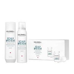 Goldwell Dual Senses Scalp Specialist Deep Cleansing Shampoo 250ml, Anti-Hair Loss Spray 125ml and Serum (8 x 6ml)