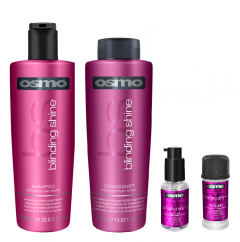 Osmo Blinding Shine Shampoo 1000ml, Conditioner 1000ml, Serum 50ml and Definer 40ml