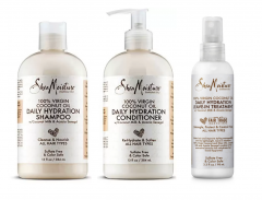 Shea Moisture 100% Virgin Coconut Oil Daily Hydration Shampoo 384ml, Conditioner 384ml and Leave-In Treatment 237ml